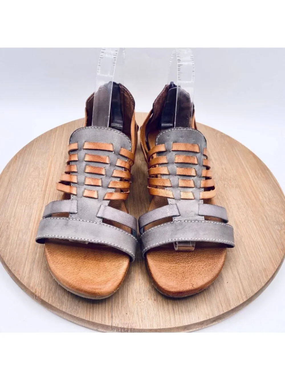 Bed|Stu ROAN Sandals Womens 8 38 Multicolor Leather Clarise Gladiator Flats Peep